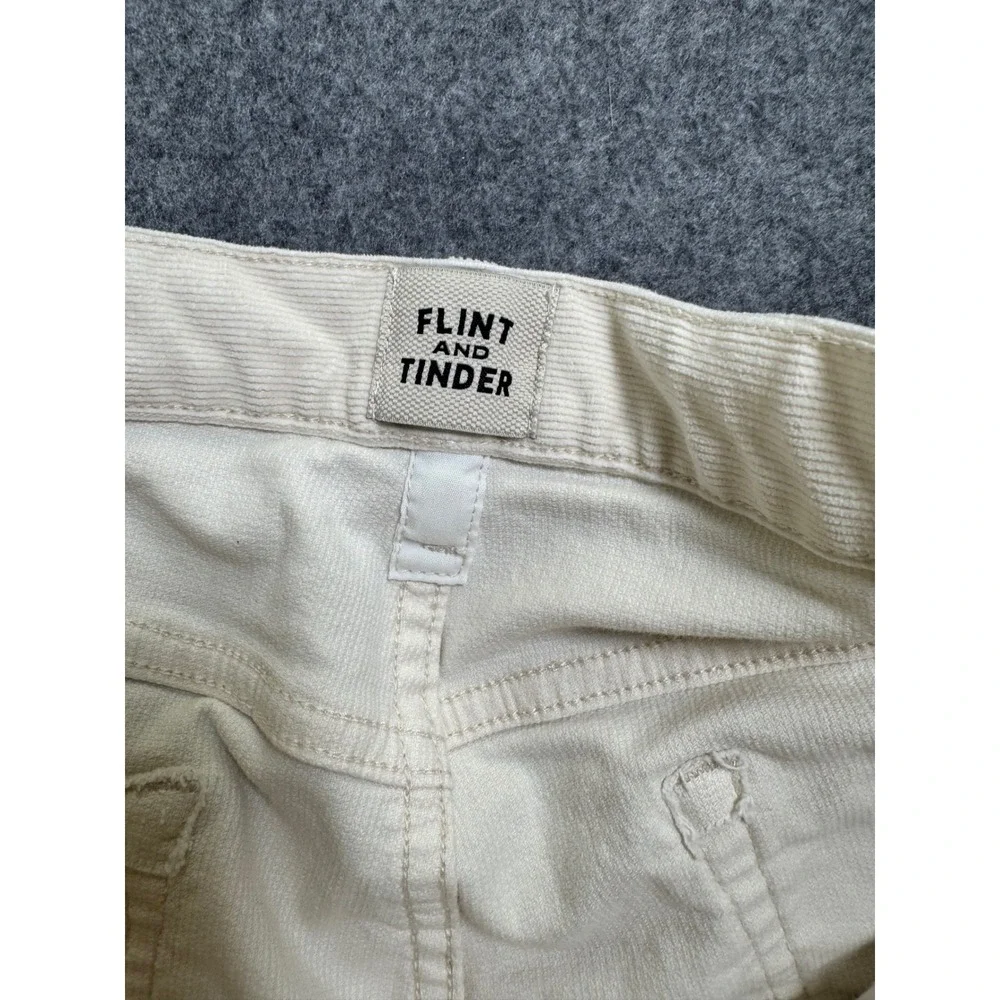 Flint and Tinder 365 Corduroy Slim Fit Pants Mens 34x30 Cream Chinos Trousers